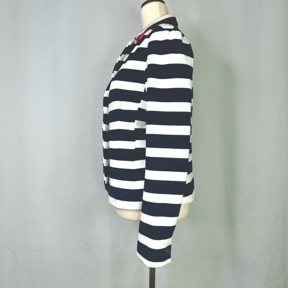 Gap Academy Blazer navy white stripes jersey knit two button size 6 - Picture 5 of 12
